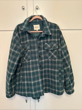 EUC Thread & Supply Teal Green Plaid Utility Shacket